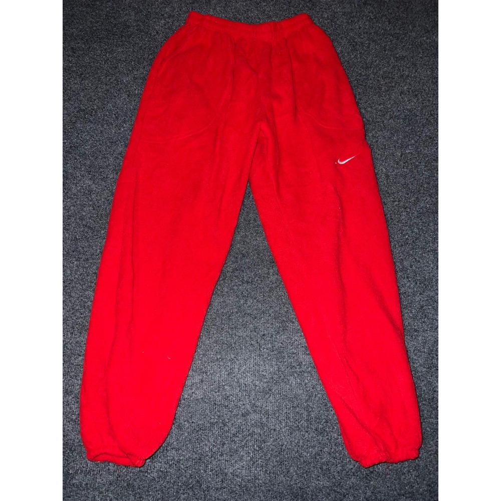 Nike Red Fleece Sweatpants Women Small Cotton Blend Elastic Waist Joggers